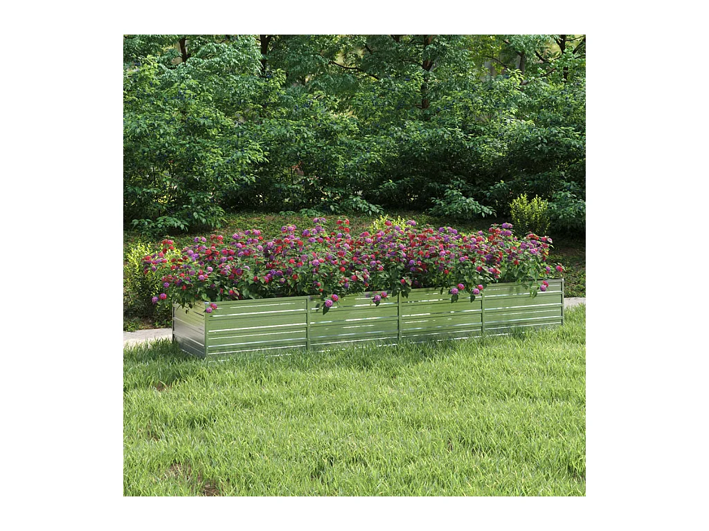 Verhoogd tuinbed 320x80x45 cm Gegalvaniseerd staal Zilver