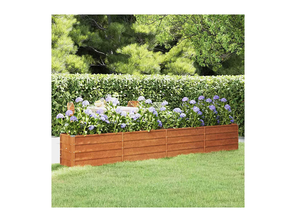 Lit surélevé de jardin rouillé 320x40x45 cm acier corten