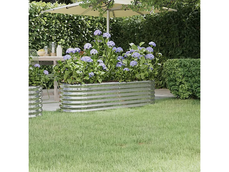 Letto da giardino rialzato in acciaio verniciato a polvere argento