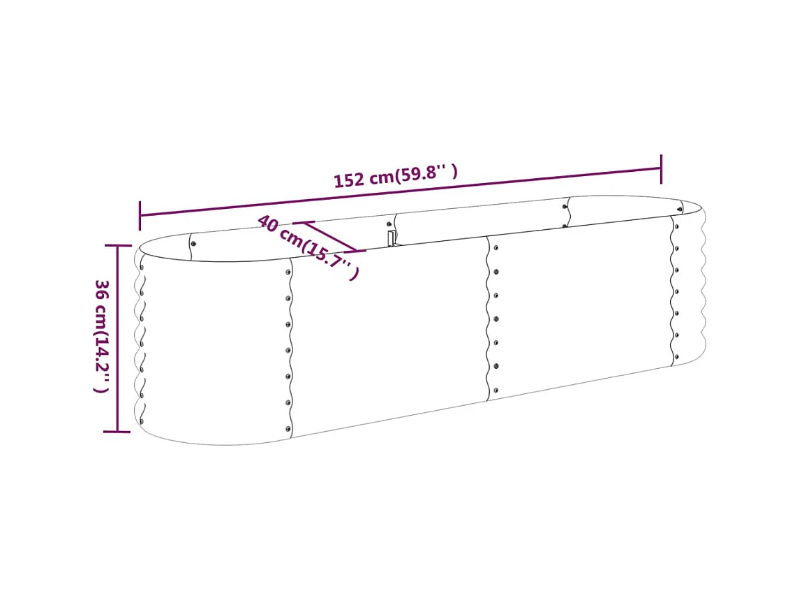 Verhoogd tuinbed gepoedercoat staal zilver