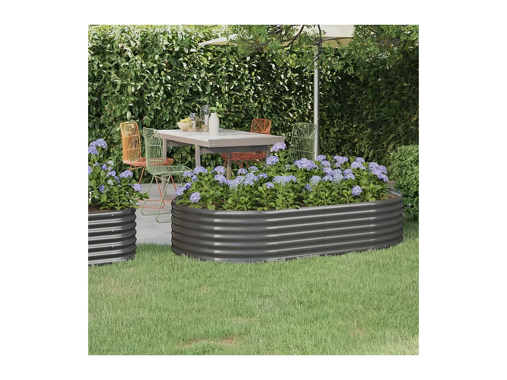 Letto da giardino rialzato in acciaio verniciato a polvere 175x100x36cm grigio