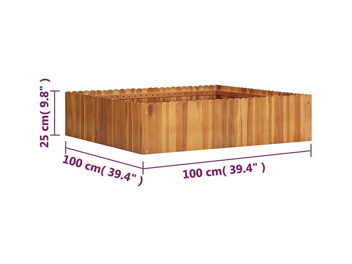 Lit surélevé de jardin 100x100x25 cm Bois massif d'acacia
