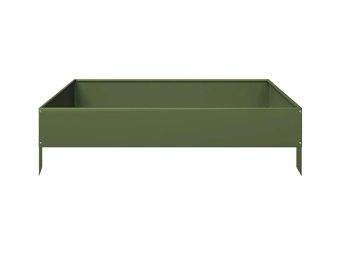 Aiuola rialzata verde oliva 100x100x26 cm in acciaio