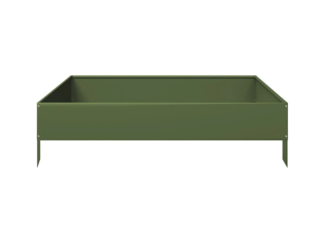 Aiuola rialzata verde oliva 100x100x26 cm in acciaio