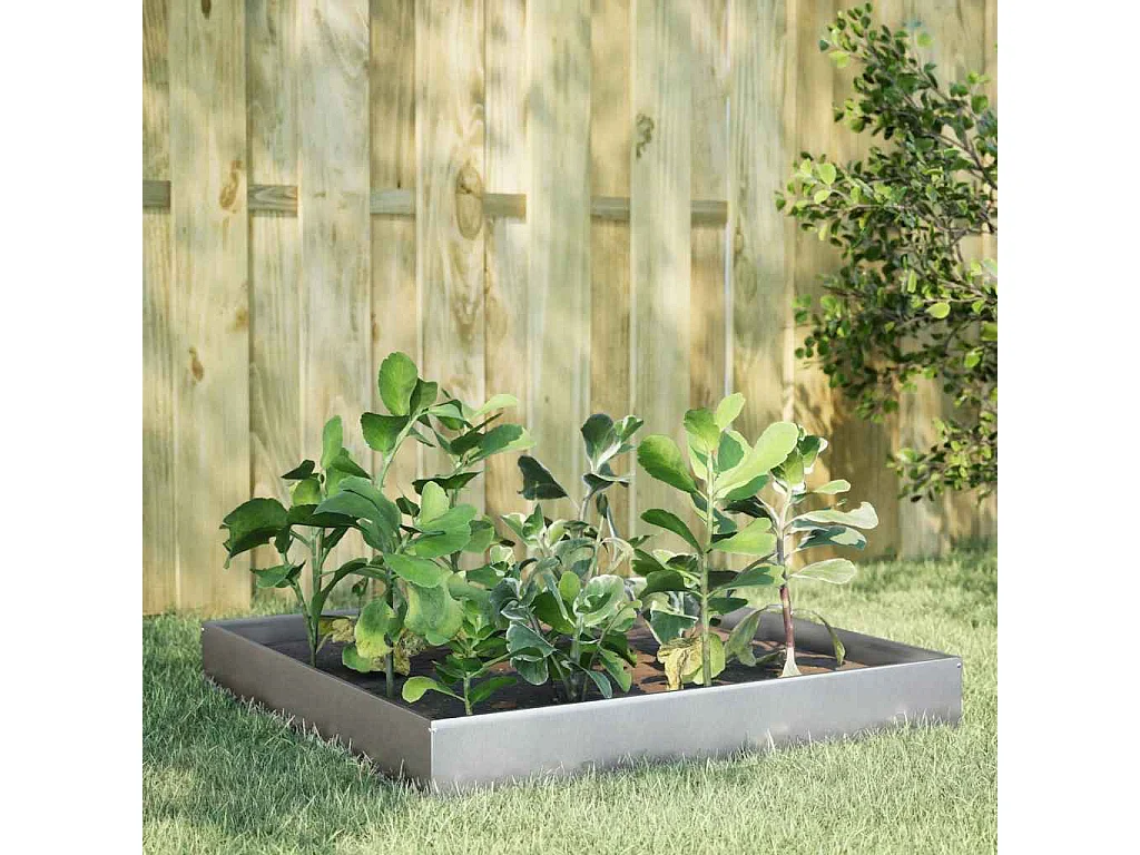 Lit surélevé de jardin 100x100x26 cm acier inoxydable