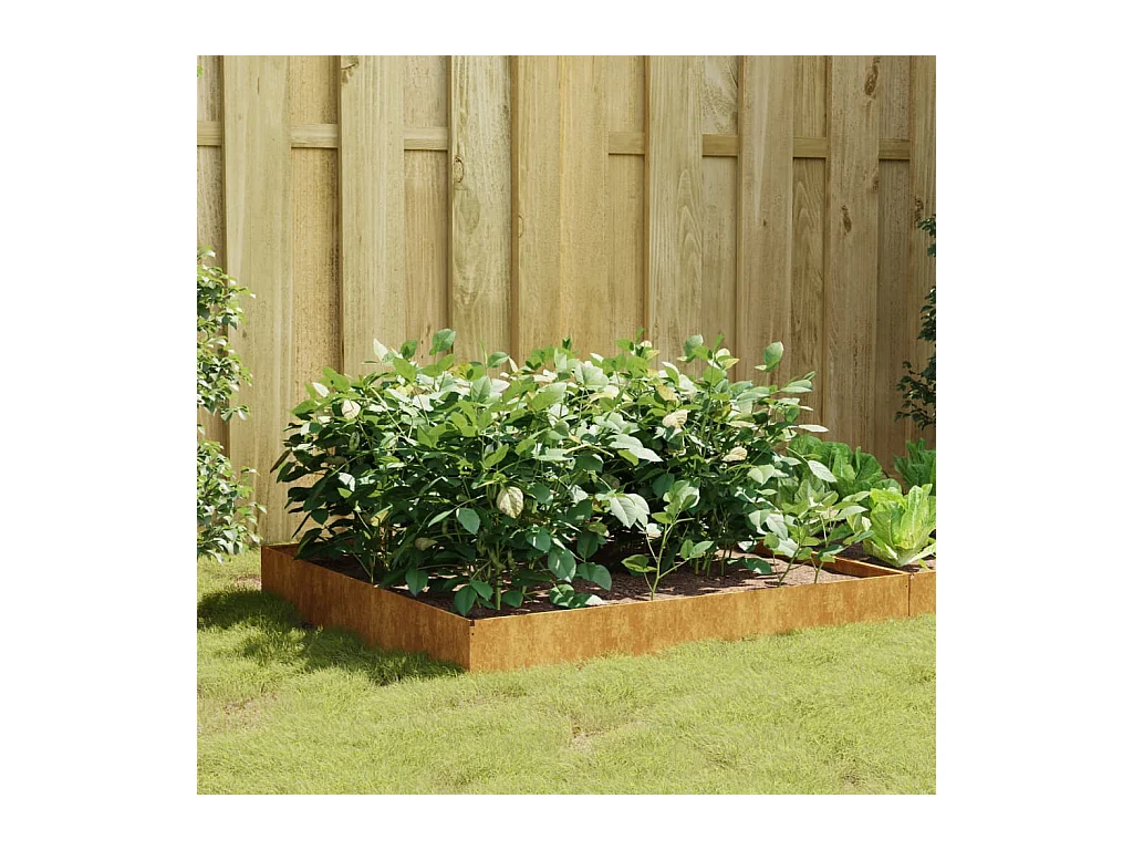 Lit surélevé de jardin 100x100x26 cm acier corten