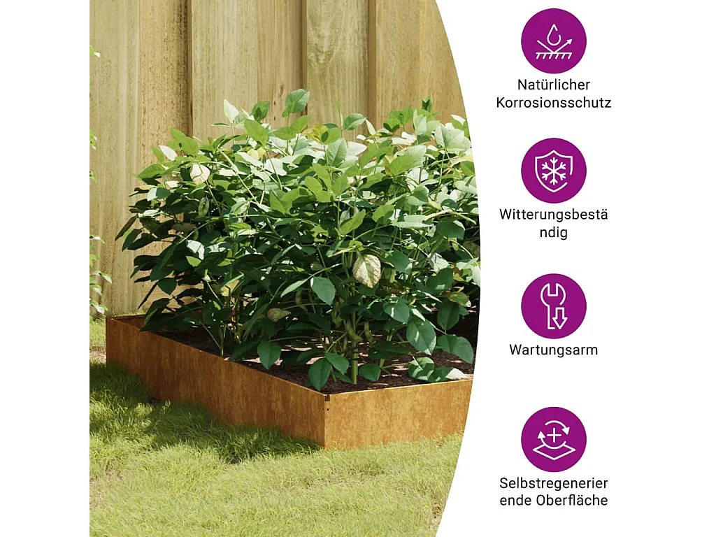 Lit surélevé de jardin 100x100x26 cm acier corten