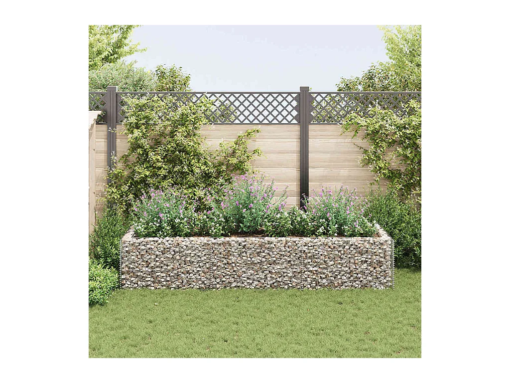 Lit surélevé à gabion Acier 270x90x50 cm