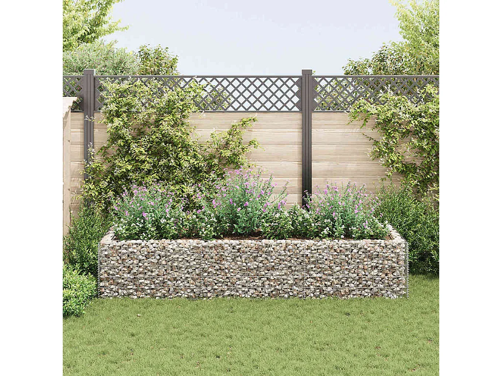 Lit surélevé à gabion Acier 270x90x50 cm