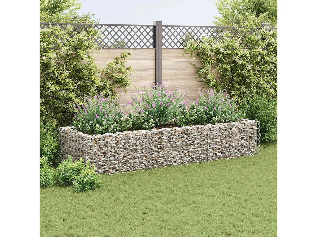 Lit surélevé à gabion Acier 270x90x50 cm