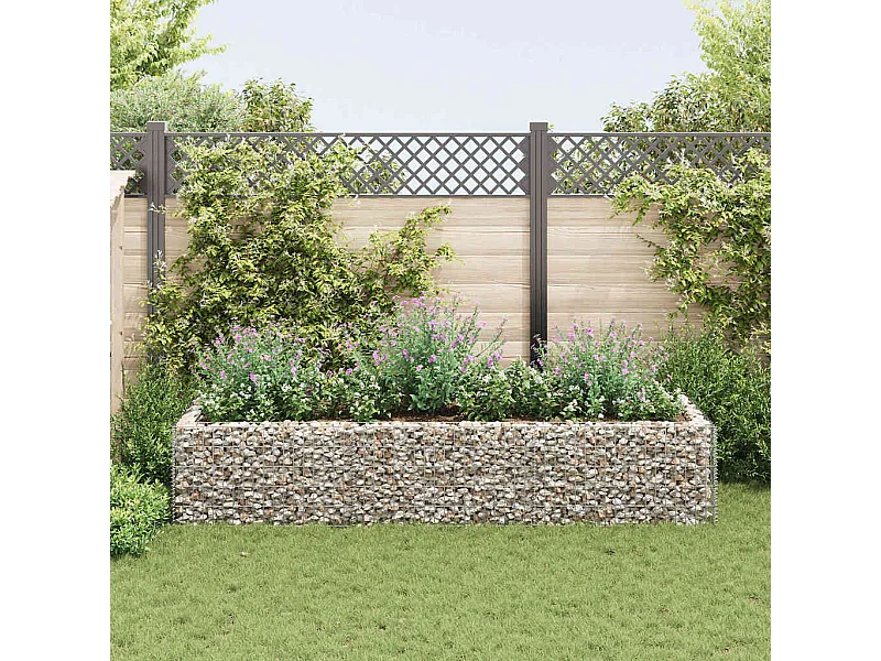 Lit surélevé à gabion Acier 270x90x50 cm