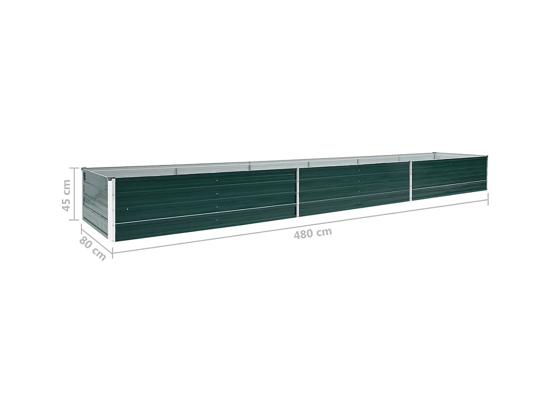 Verhoogd tuinbed Gegalvaniseerd staal 480x80x45 cm Groen