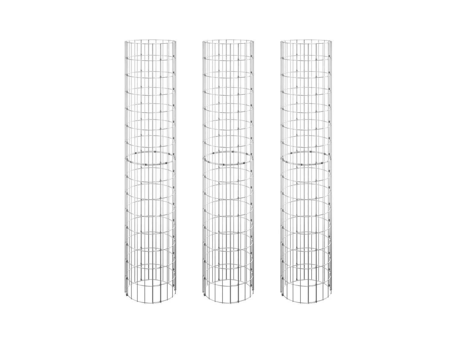 Lit surélevé à gabion circulaire 3pcs Acier galvanisé Ø30x150cm