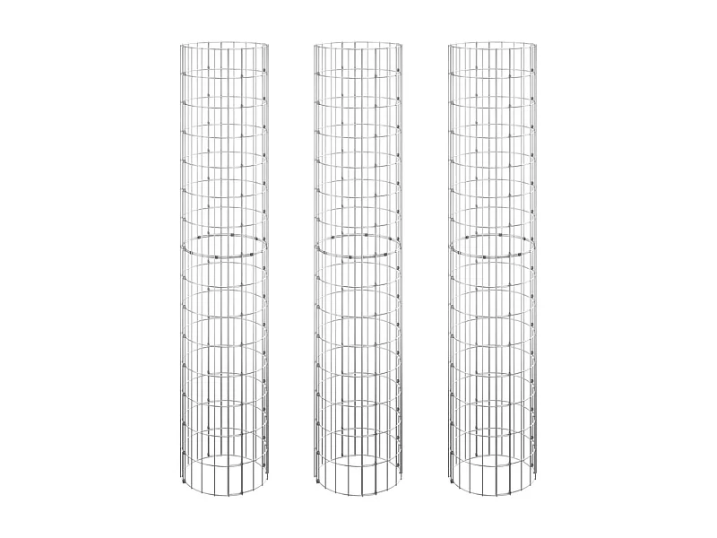 Lit surélevé à gabion circulaire 3pcs Acier galvanisé Ø30x150cm
