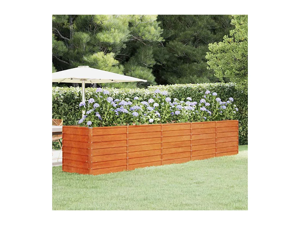 Lit surélevé de jardin rouillé 400x80x77 cm acier corten