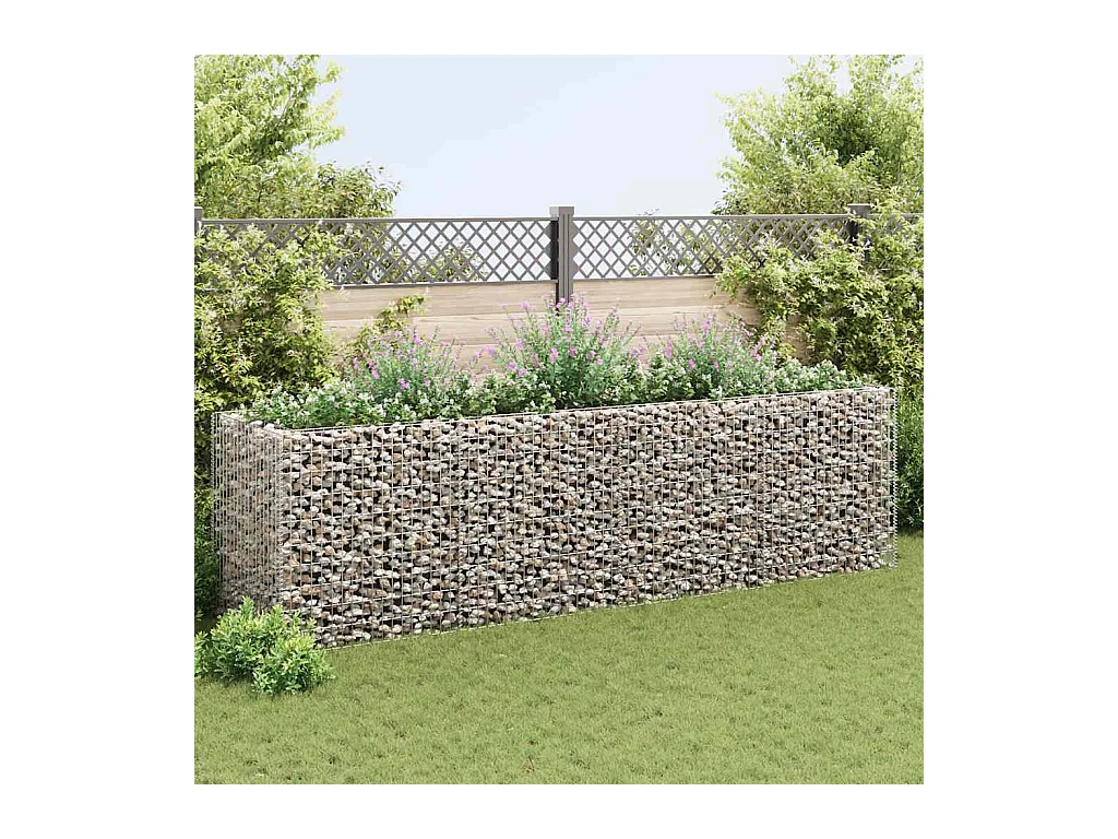 Lit surélevé à gabion Acier 360x90x100 cm