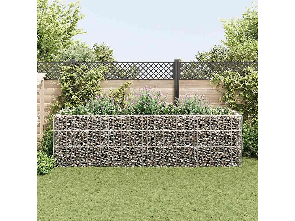 Lit surélevé à gabion Acier 360x90x100 cm