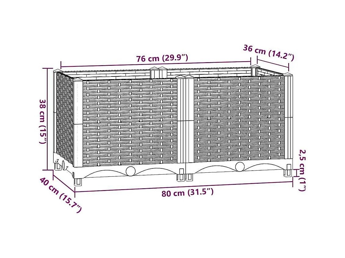 Lit surélevé 80x40x38 cm Polypropylène