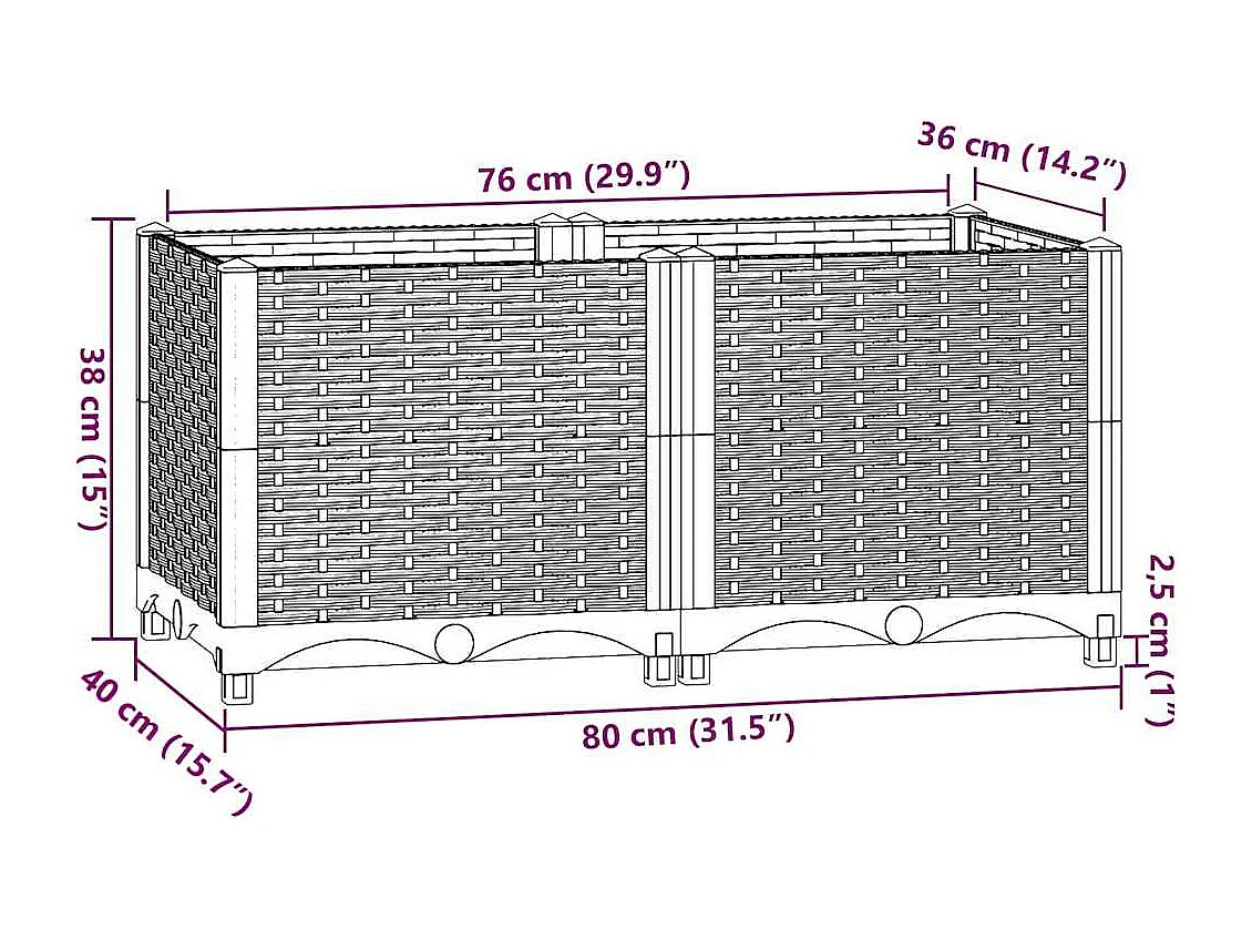 Lit surélevé 80x40x38 cm Polypropylène