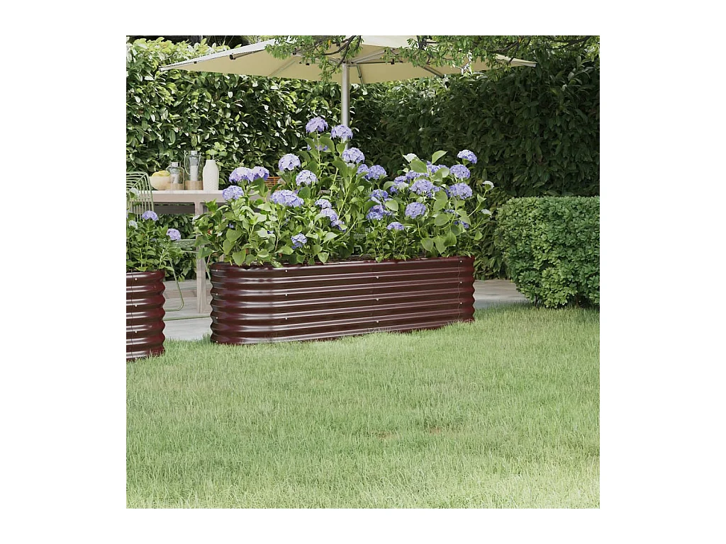 Hochbeet aus pulverbeschichtetem Stahl in Braun