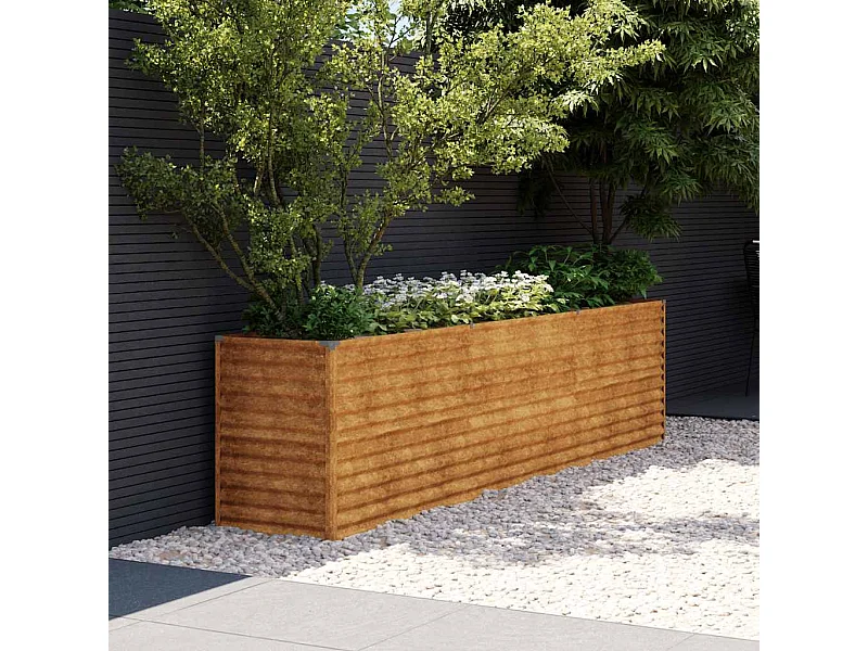 Letto da giardino rialzato 291x50x69 cm in acciaio corten