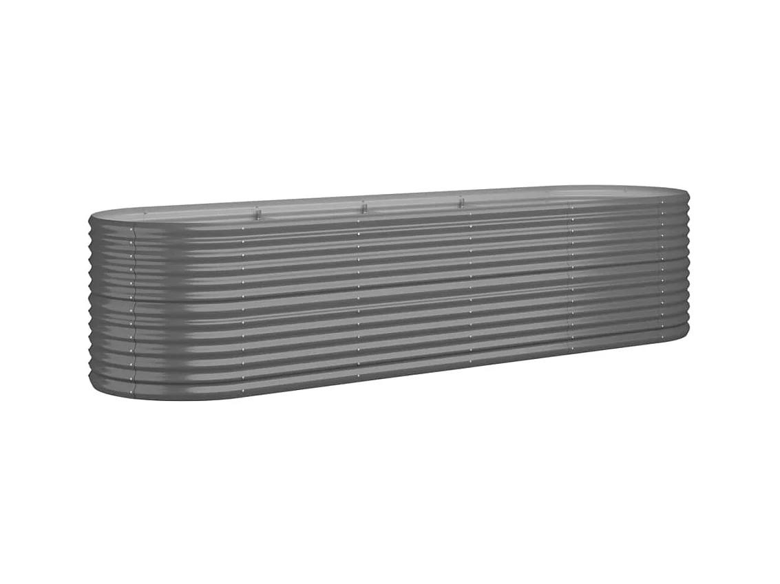 Bancal de jardín elevado de acero con recubrimiento en polvo, 296 x 80 x 68 cm, gris