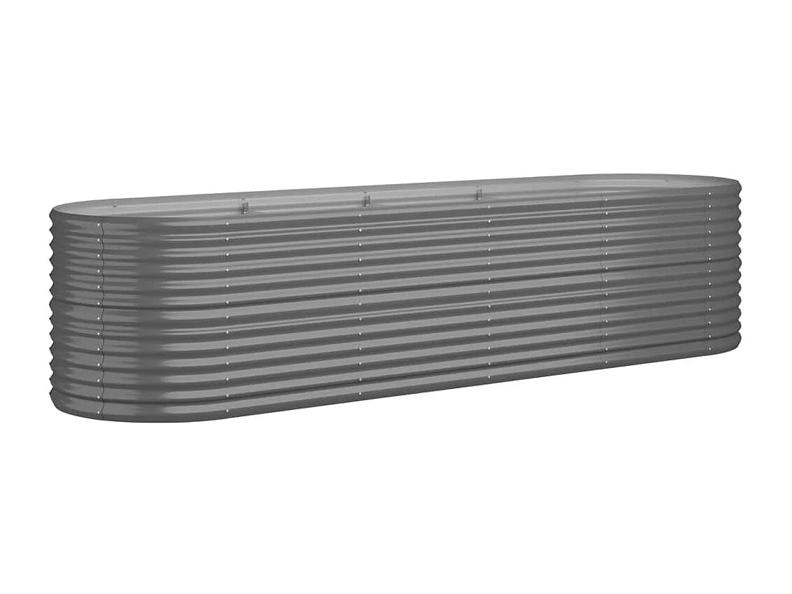 Lit surélevé de jardin Acier enduit de poudre 296x80x68 cm gris