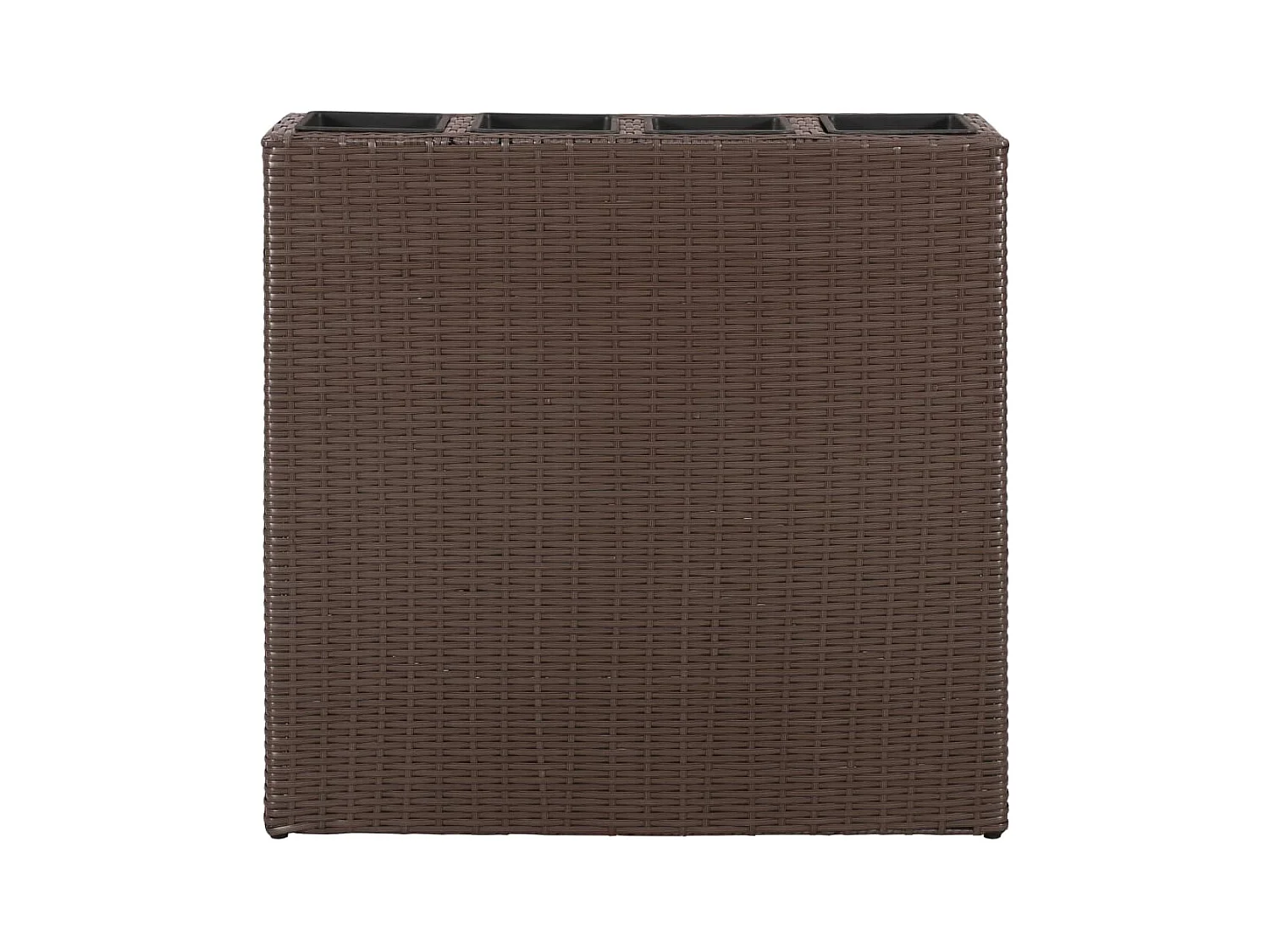 Verhoogd tuinbed met 4 potten, bruin polyrotan