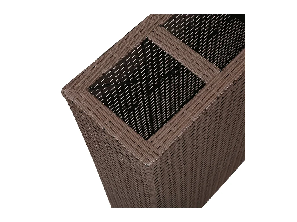 Verhoogd tuinbed met 4 potten, bruin polyrotan