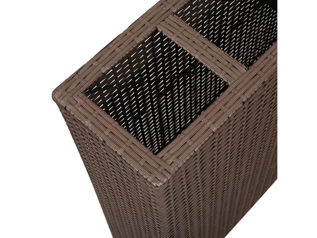 Letto da giardino rialzato con 4 vasi in polyrattan marrone