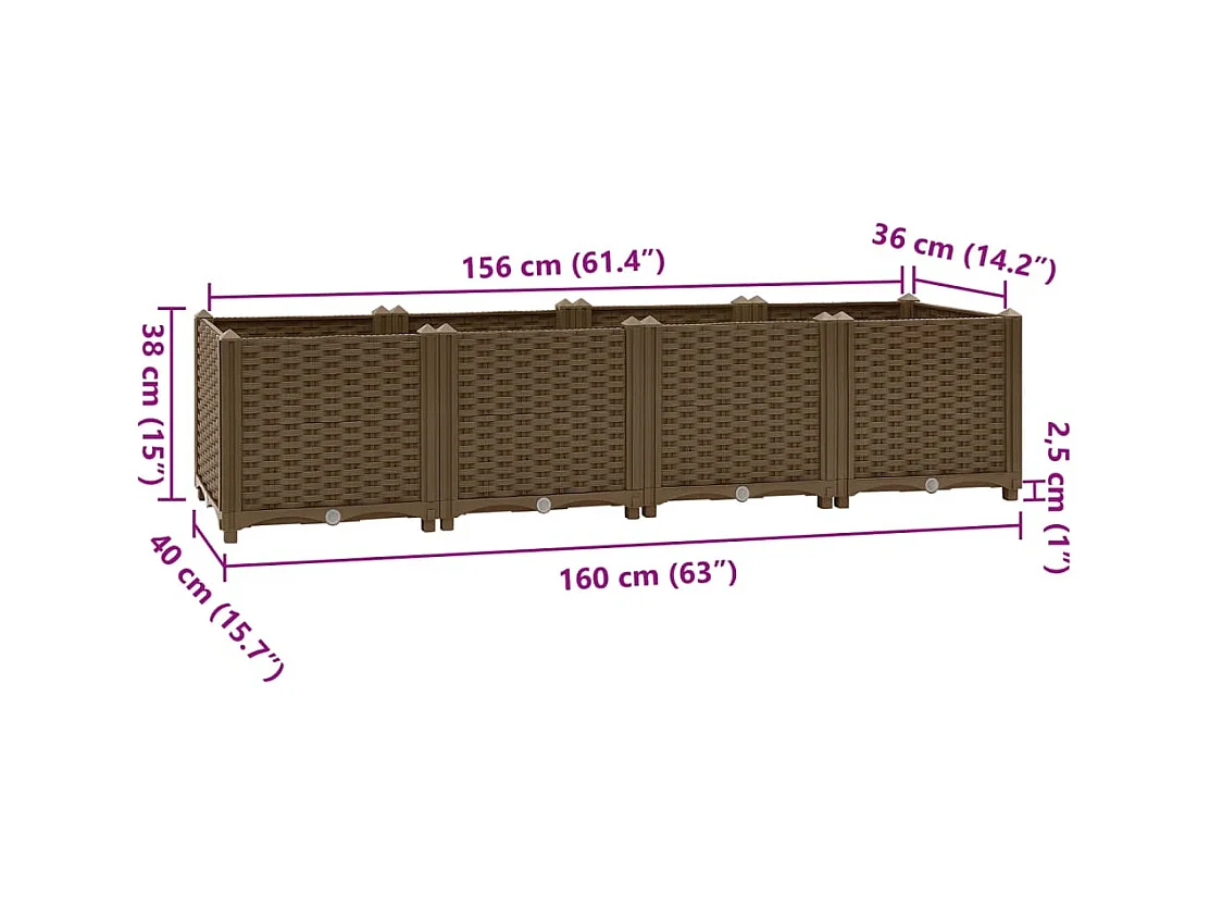 Lit surélevé 160x40x38 cm Polypropylène