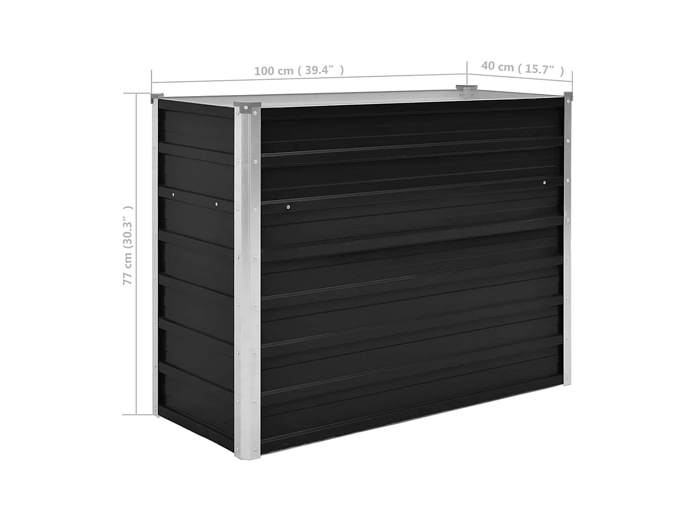 Letto rialzato Antracite 100x40x77 cm Acciaio zincato