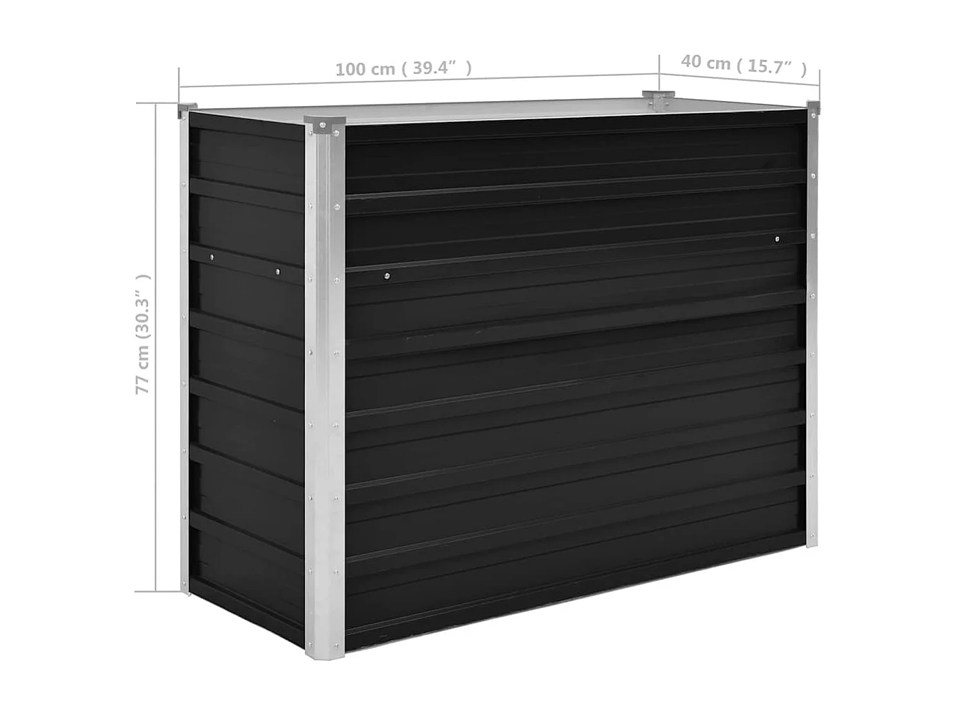 Lit surélevé de jardin Anthracite 100x40x77 cm Acier galvanisé