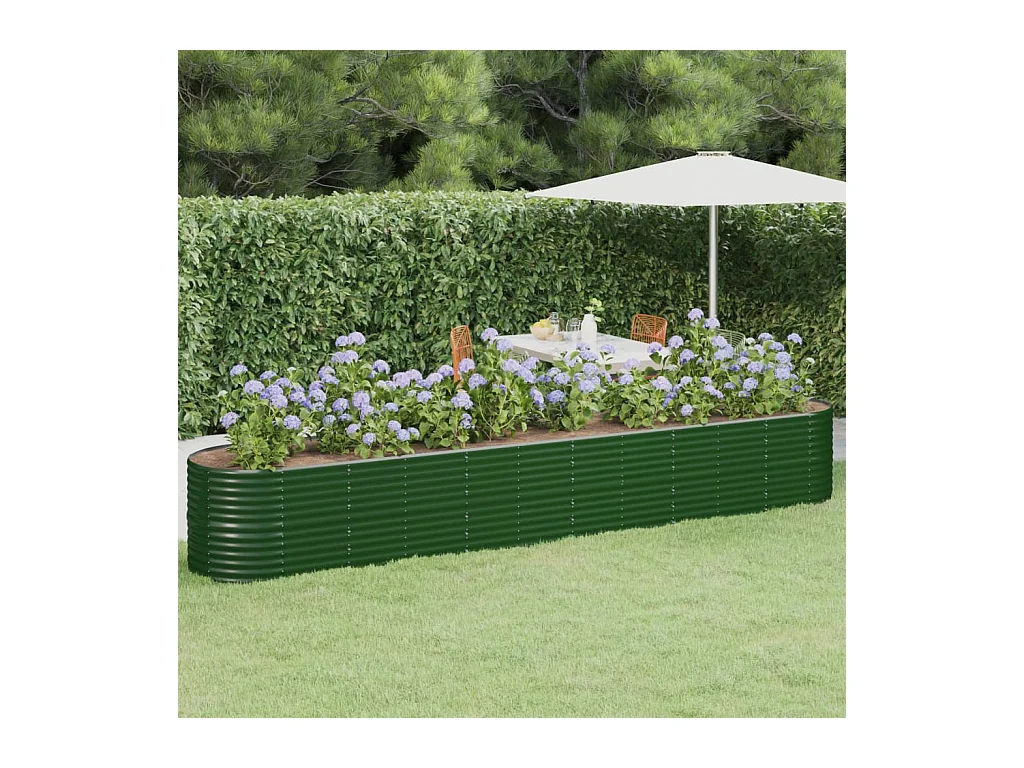 Letto da giardino rialzato in acciaio verniciato a polvere 440x80x68 cm verde