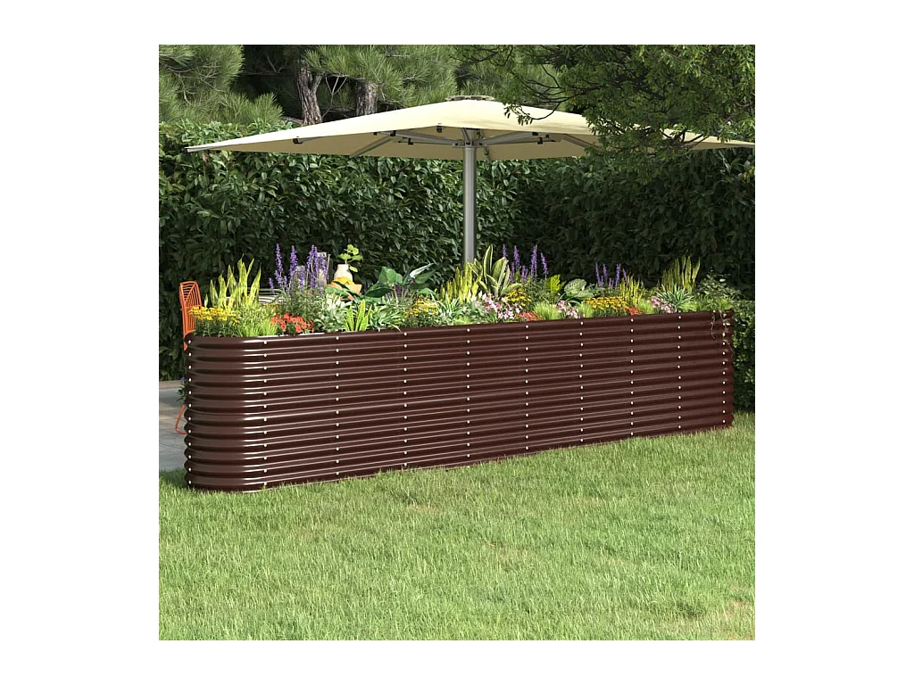 Hochbeet aus pulverbeschichtetem Stahl in Braun