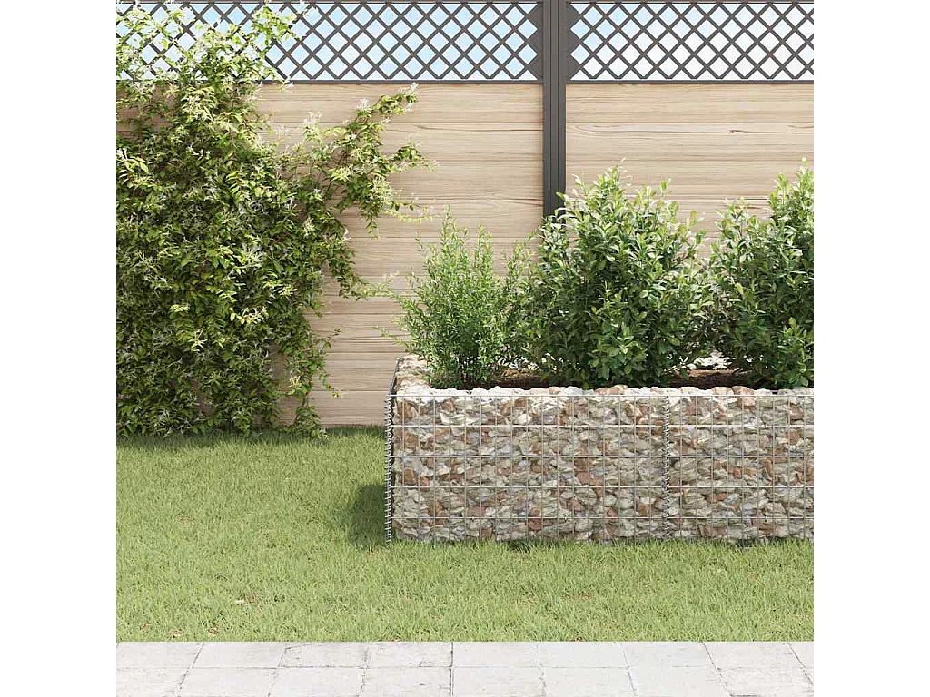 Lit surélevé à gabion Acier 360x90x50 cm