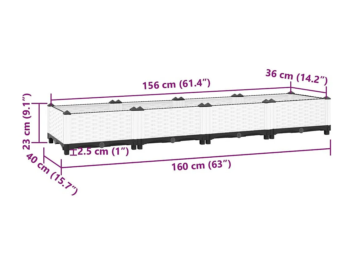 Letto rialzato 160x40x23 cm Polipropilene