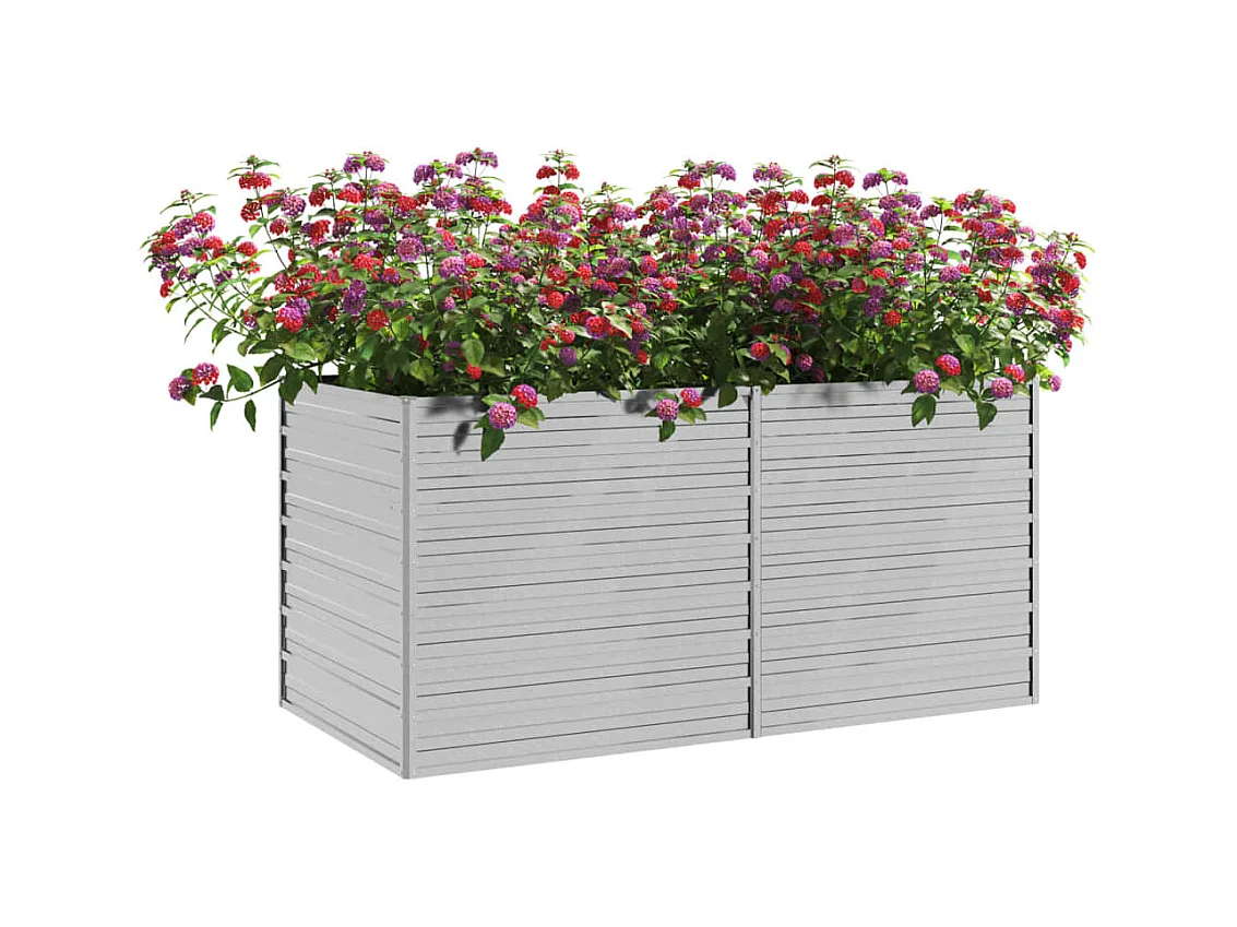 Letto da giardino rialzato 160x80x77 cm Acciaio zincato Argento