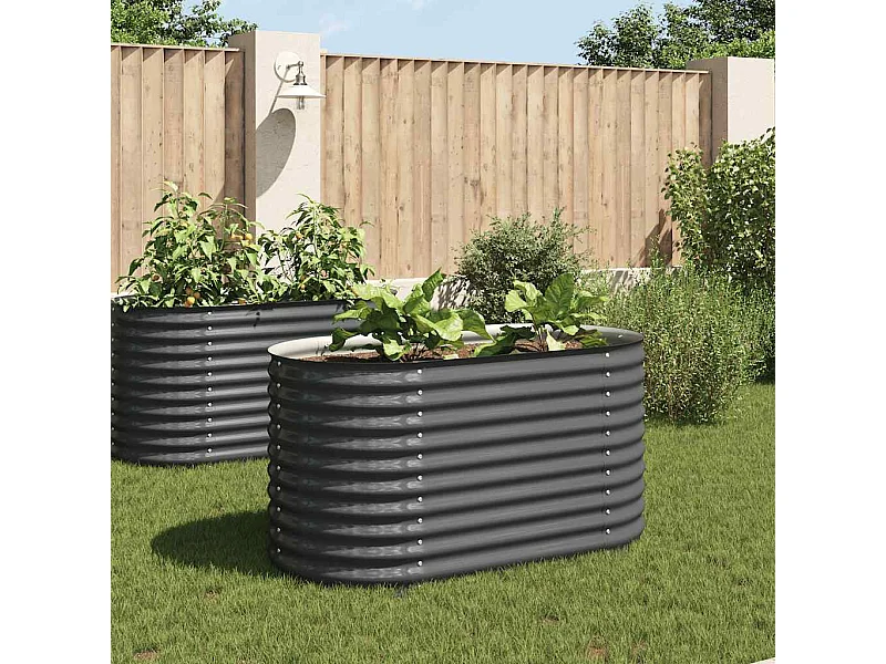 Letto da giardino rialzato 160x80x81 cm Acciaio zincato Grigio