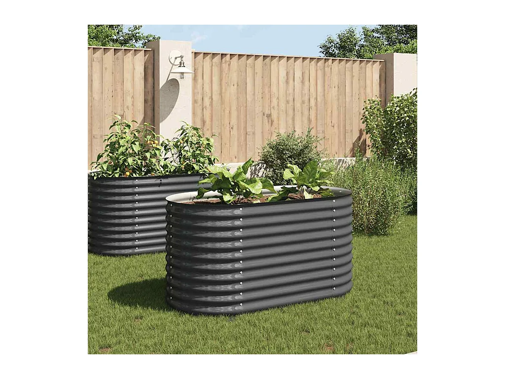 Lit surélevé de jardin 160x80x81 cm Acier galvanisé Gris