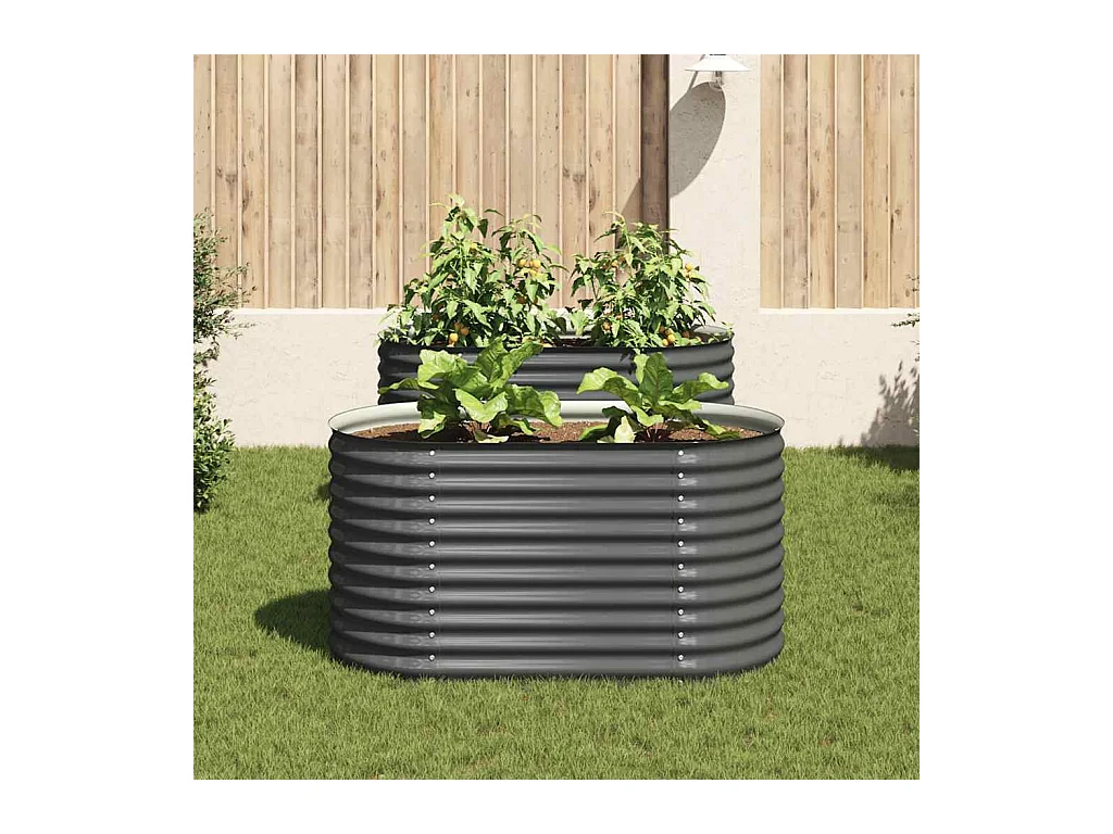 Lit surélevé de jardin 160x80x81 cm Acier galvanisé Gris