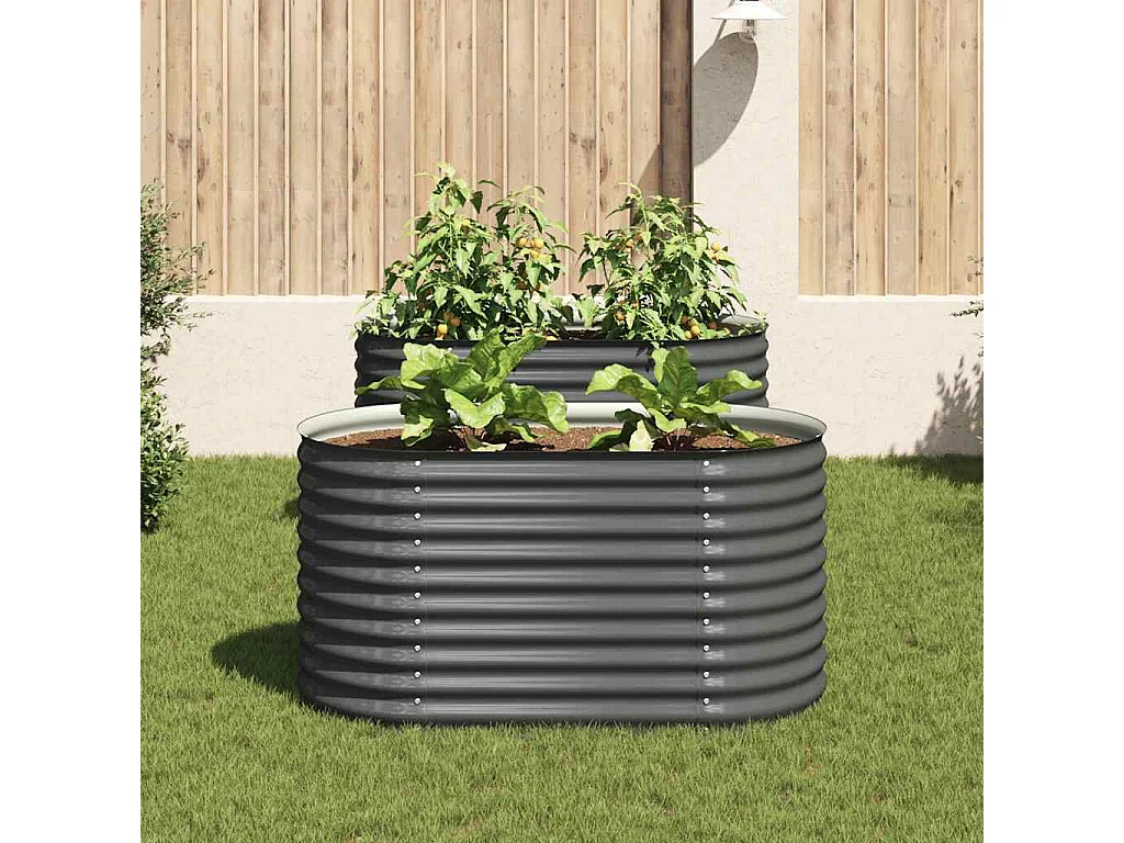 Lit surélevé de jardin 160x80x81 cm Acier galvanisé Gris