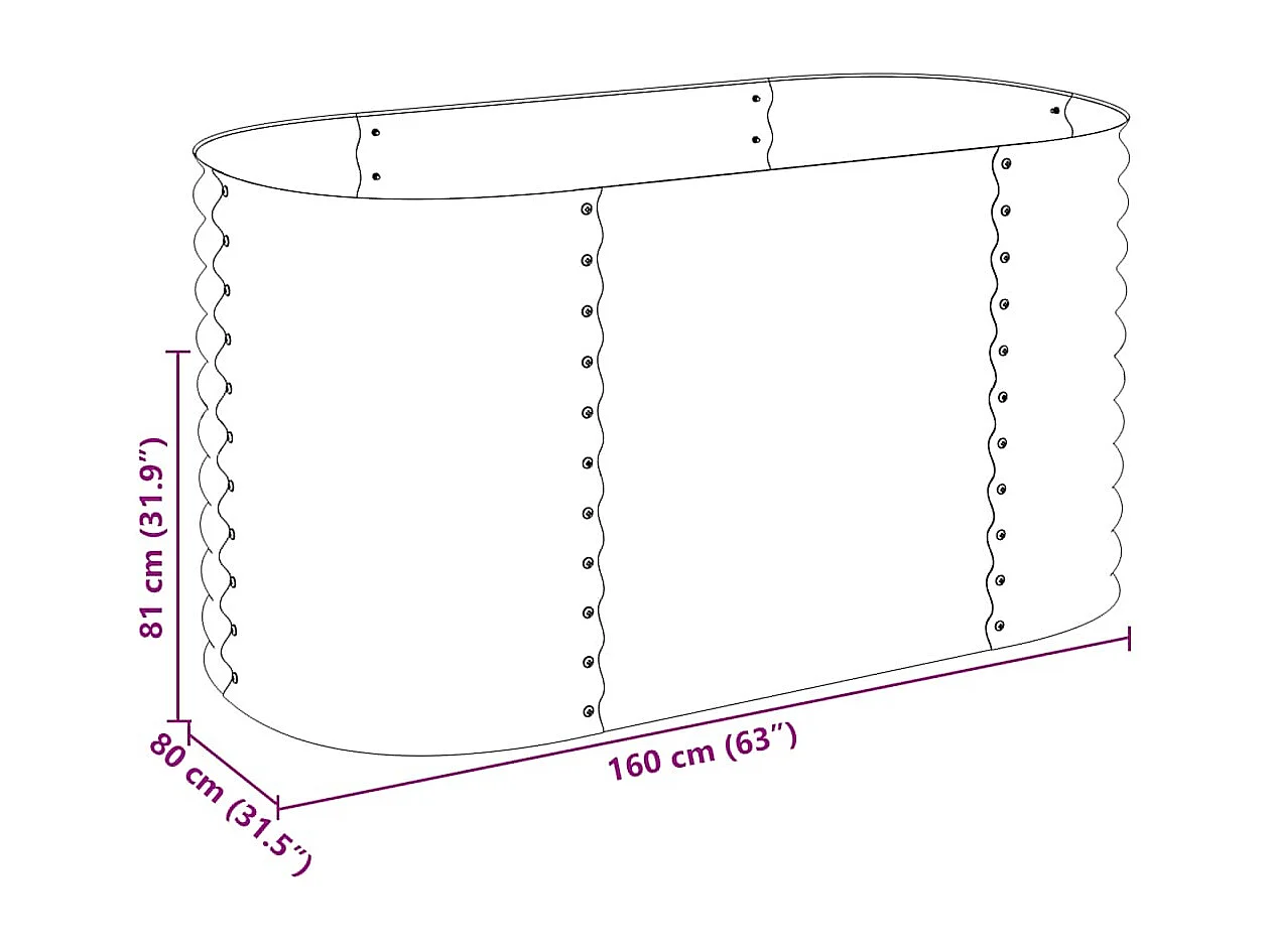 Lit surélevé de jardin 160x80x81 cm Acier galvanisé Gris