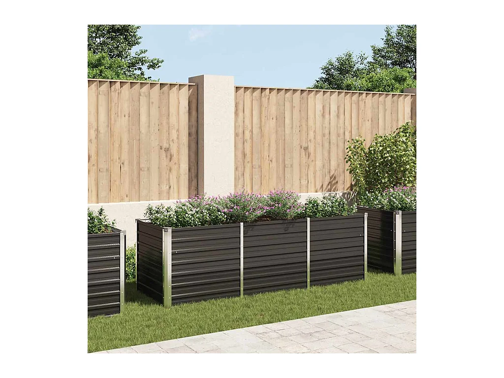 Lit surélevé de jardin Anthracite 240x80x77 cm Acier galvanisé