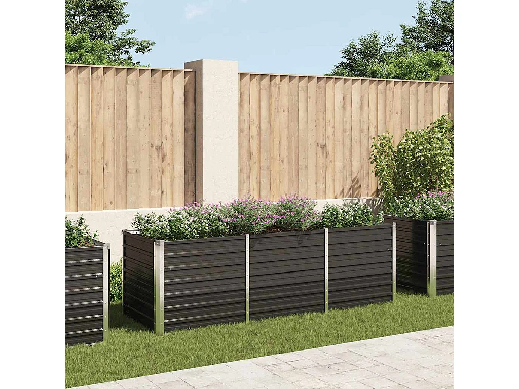 Lit surélevé de jardin Anthracite 240x80x77 cm Acier galvanisé