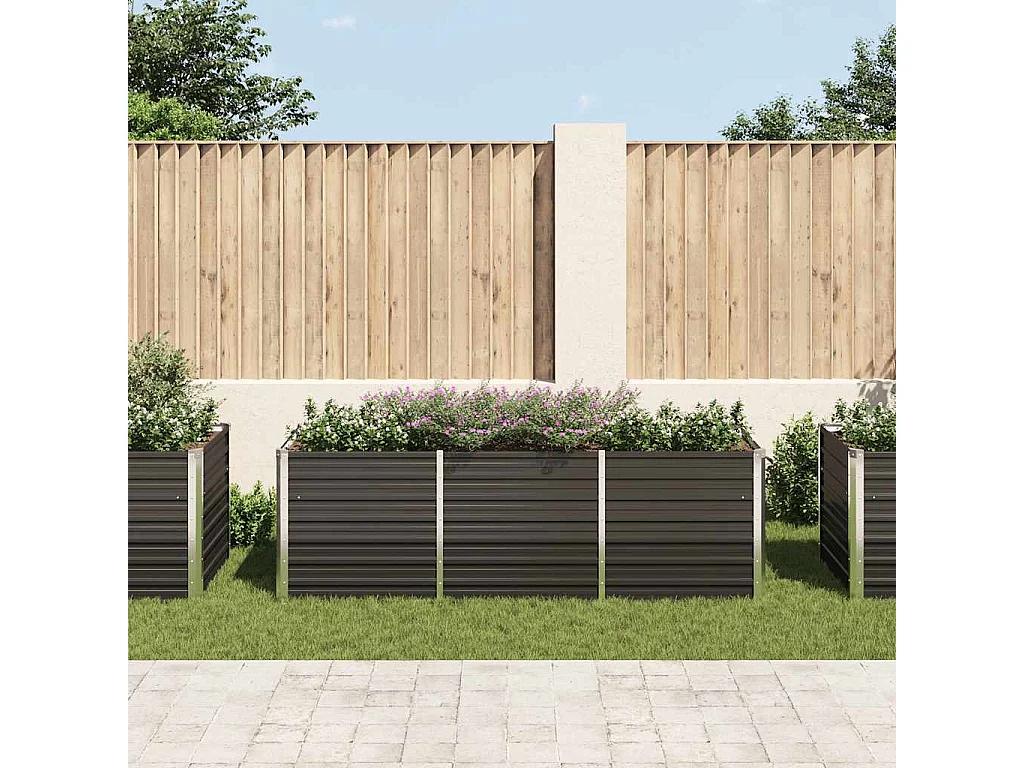 Lit surélevé de jardin Anthracite 240x80x77 cm Acier galvanisé