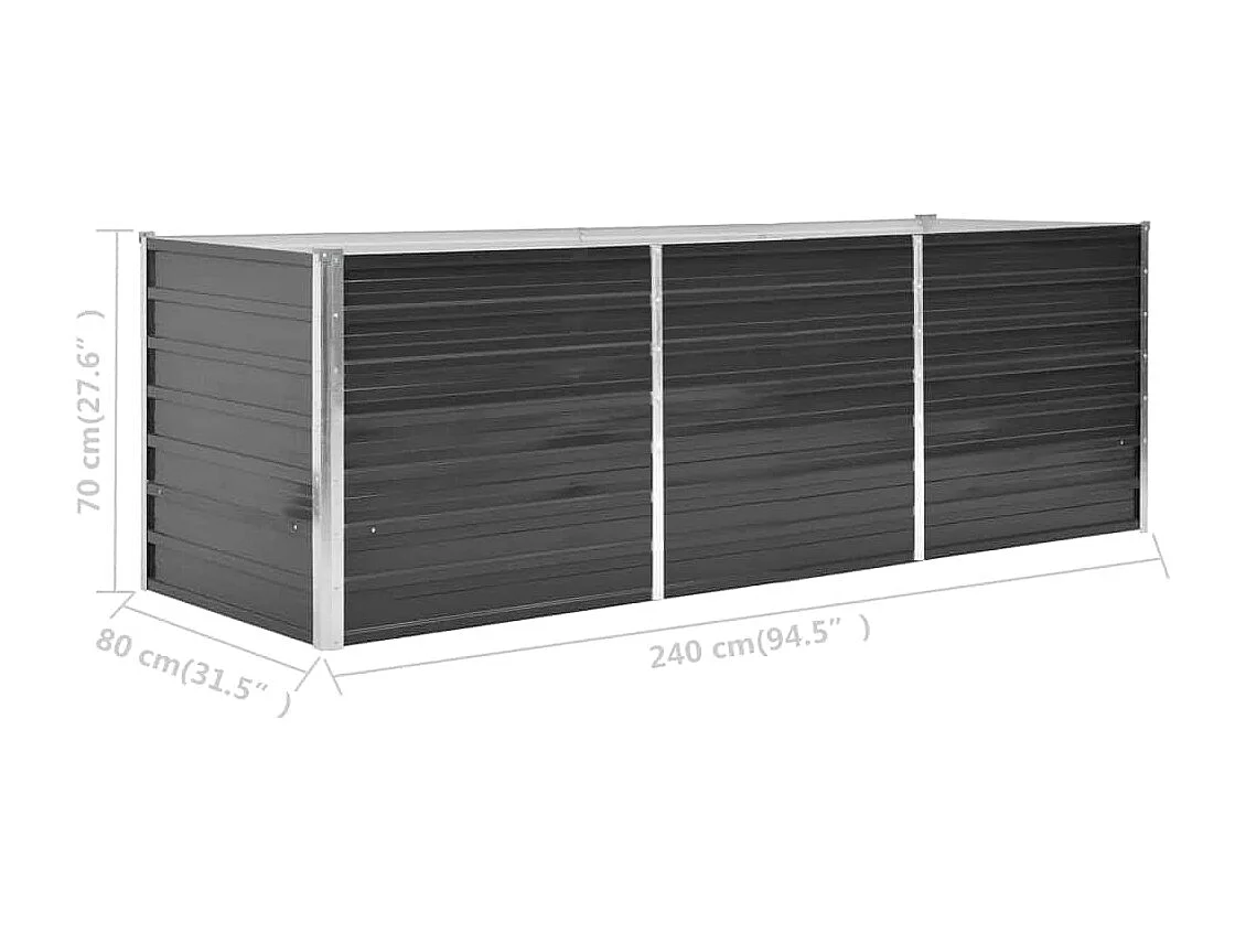 Lit surélevé de jardin Anthracite 240x80x77 cm Acier galvanisé