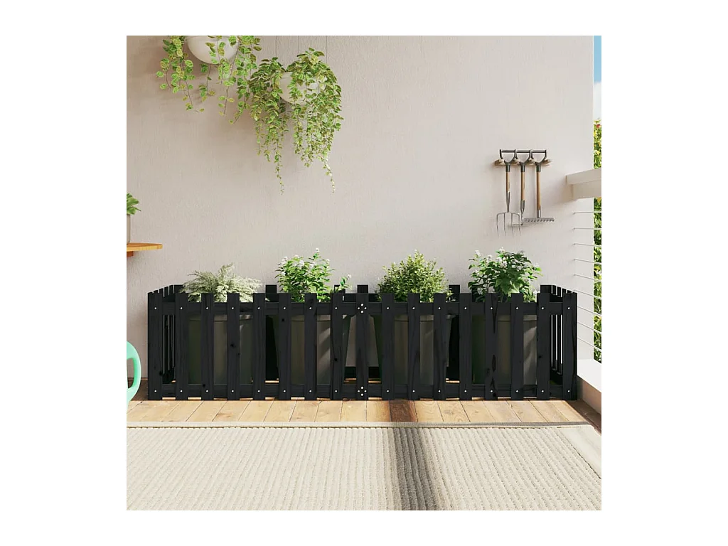 Lit surélevé de jardin design de clôture 200x50x50cm pin massif