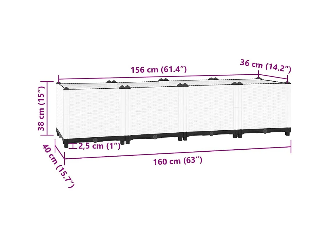 Lit surélevé 160x40x38 cm Polypropylène
