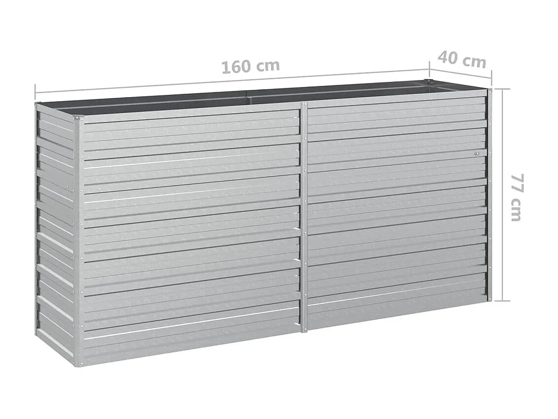 Verhoogd tuinbed 160x40x77 cm Gegalvaniseerd staal Zilver